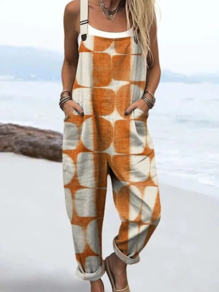 Freya | Retro Sunburst Loose Overalls
